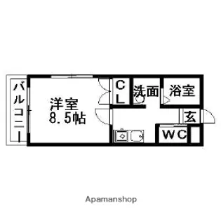 BUENA鳥屋野【201号室】の間取り