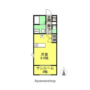 ステュディオ石橋【104号室】の間取り