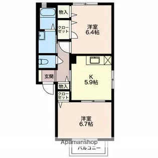 グリーンパレスB【1階】の間取り