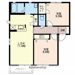 フォンテーヌA【1階】の間取り