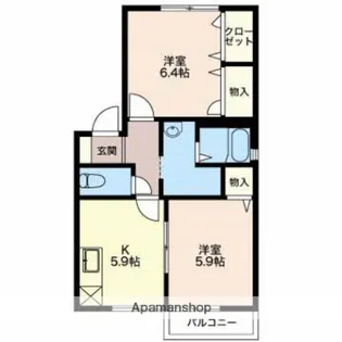 サンパークB【2階】の間取り