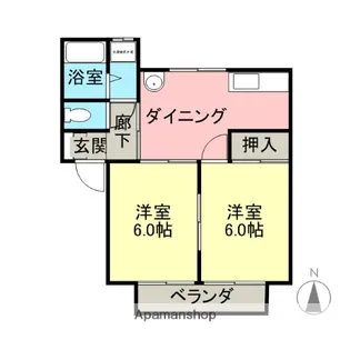 ハイツオーキッドマイルB【2階】の間取り