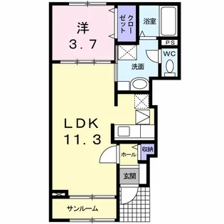 フラッツ・サンモール【1階】の間取り