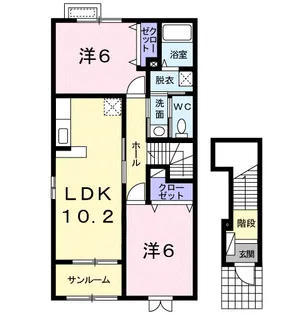 ミニョンアヴェニュールA【2階】の間取り
