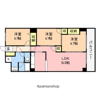 第三関屋マンション【7階】の間取り