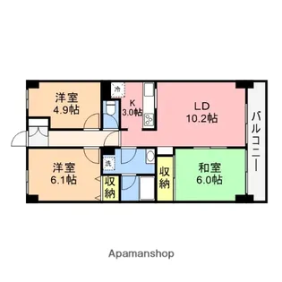 ダイアパレス医学町【9階】の間取り