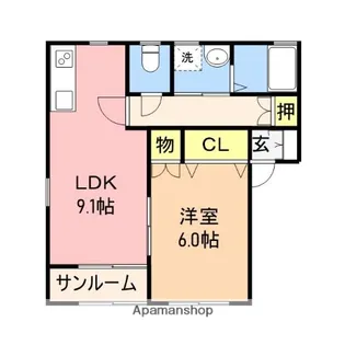グランビル小針A・B・C【C201号室】の間取り