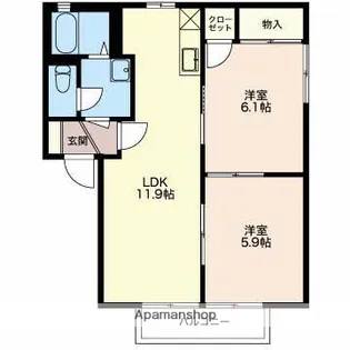 キャトルセゾンD・E【1階】の間取り