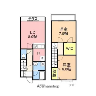 シャレー小新南Ⅱ【A102号室】の間取り