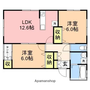 ミルズグランディール巻【201号室】の間取り