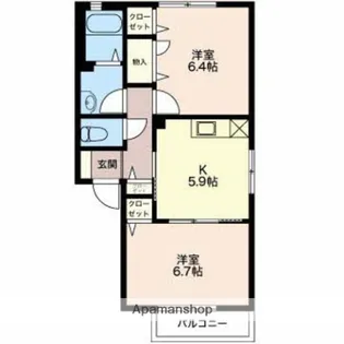 ウイステリア【B102号室】の間取り