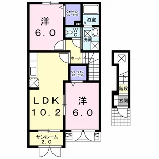 サザンアヴェニューC【2階】の間取り