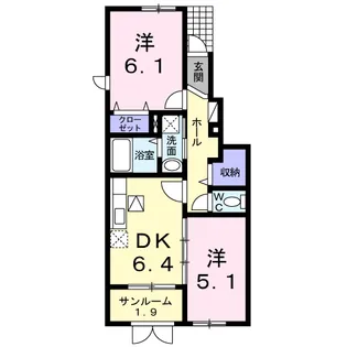 パームスA【1階】の間取り