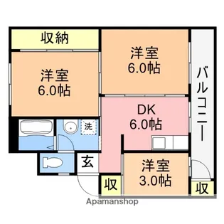 ヴィラナリー内野Ⅱ 3号棟【201号室】の間取り