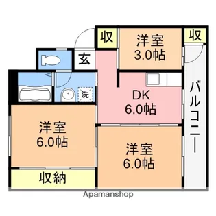 ヴィラナリー内野Ⅱ 3号棟【306号室】の間取り