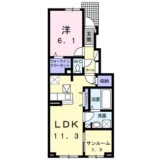 ヴィラ シャングリラ 寺尾【1階】の間取り