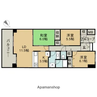 ダイアパレス青山彩都【207号室】の間取り