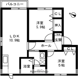 セリシアⅢ【102号室】の間取り