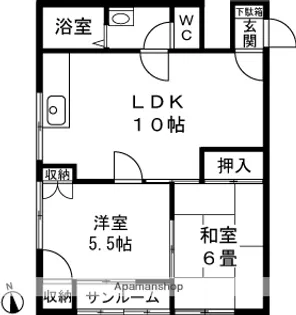 コーポラス志賀【202号室】の間取り