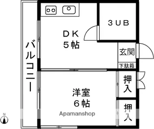 ニューグリーンミナミ【504号室】の間取り