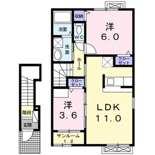 ビラ・サンシャイン サウス【2階】の間取り