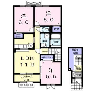 アネックスウェスト S&Y【2階】の間取り