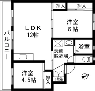 ビレッジハウス若葉1号棟【0208号室】の間取り
