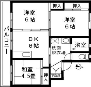 ビレッジハウス越路1号棟【1階】の間取り