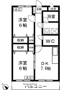 ロイヤルプレース【202号室】の間取り