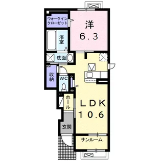 プルメリアガーデン【1階】の間取り