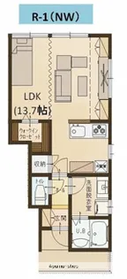 ユーソニアン・長倉【R1号室】の間取り