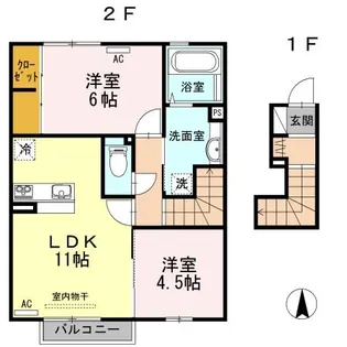 リバーサイド 駅東【2階】の間取り