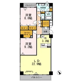 クレストスクエア【7階】の間取り