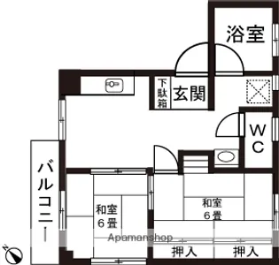 しなの【202号室】の間取り