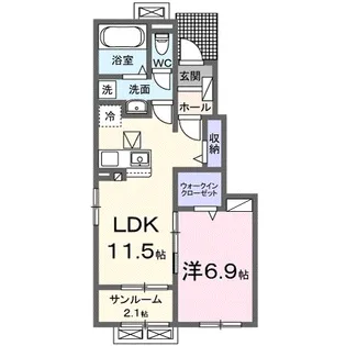 ライツ・レーベン見附B【1階】の間取り