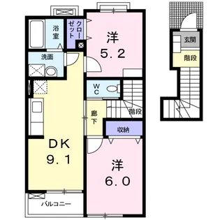 プラシード Β【2階】の間取り