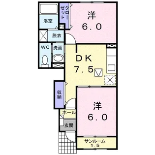 メゾン・プロムナードC【1階】の間取り