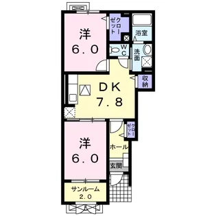 ソレイユ悠久町【1階】の間取り