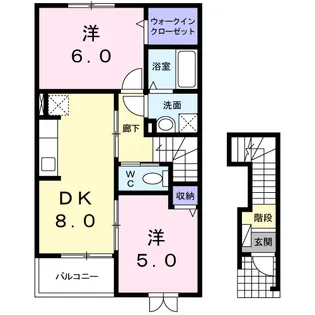 ニューカストディアン【2階】の間取り