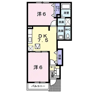 カーサ・デル・ソル B【1階】の間取り