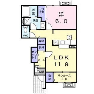ヴィベール B【1階】の間取り