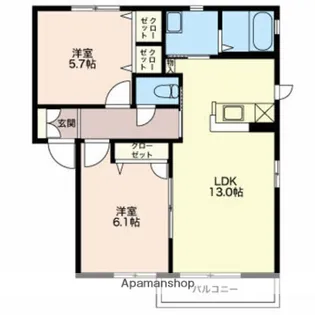 パルコート【B202号室】の間取り