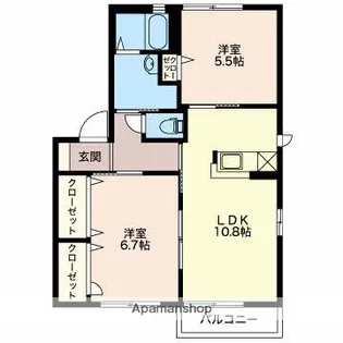 ブライト友愛B【2階】の間取り