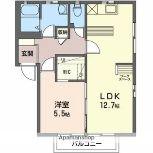 ウエストウインドB【1階】の間取り