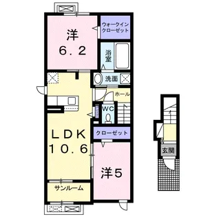 マルベリーライト前川Ⅰ【2階】の間取り