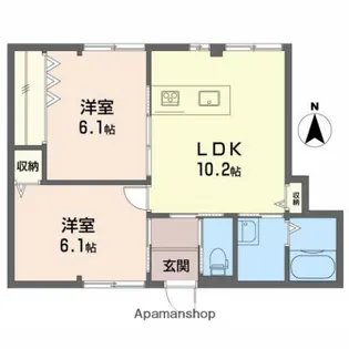 サンリバー今朝白Ⅱ【1階】の間取り