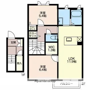 ウエストウインドC【2階】の間取り