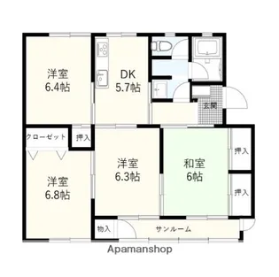 リッツ希望が丘Ⅰ【4階】の間取り