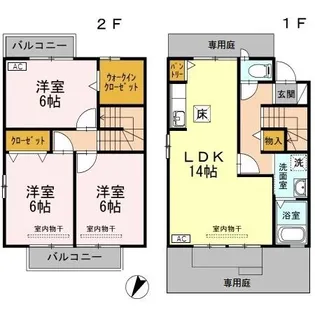 新潟県長岡市平島2丁目【テラスハウス】の間取り