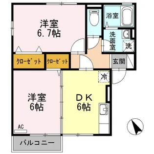 ヴィル グリシーヌ AB【2階】の間取り